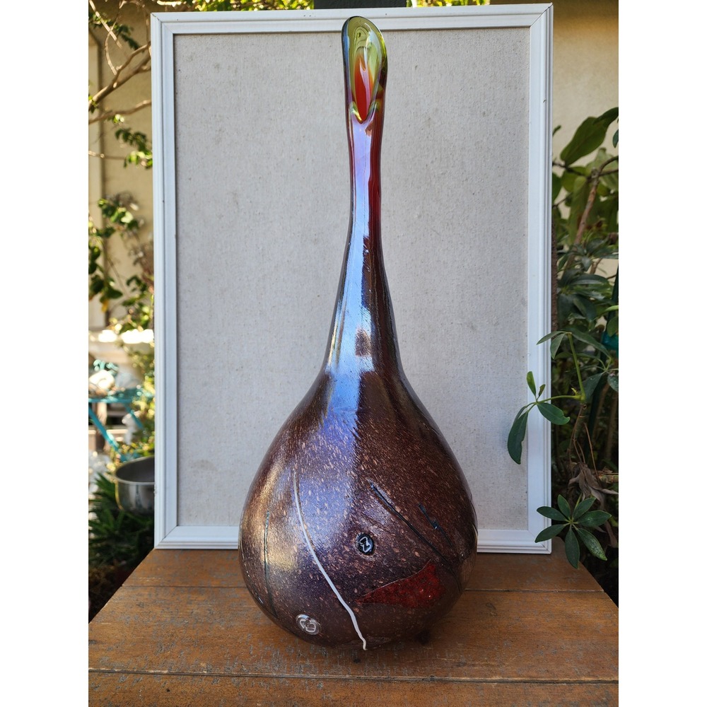 Large hand-blown studio art glass  vase